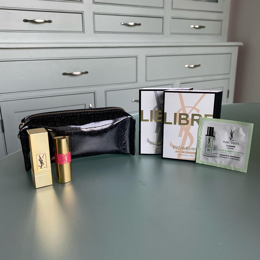 YSL Lipsticks, Makeup Pouch & Samples